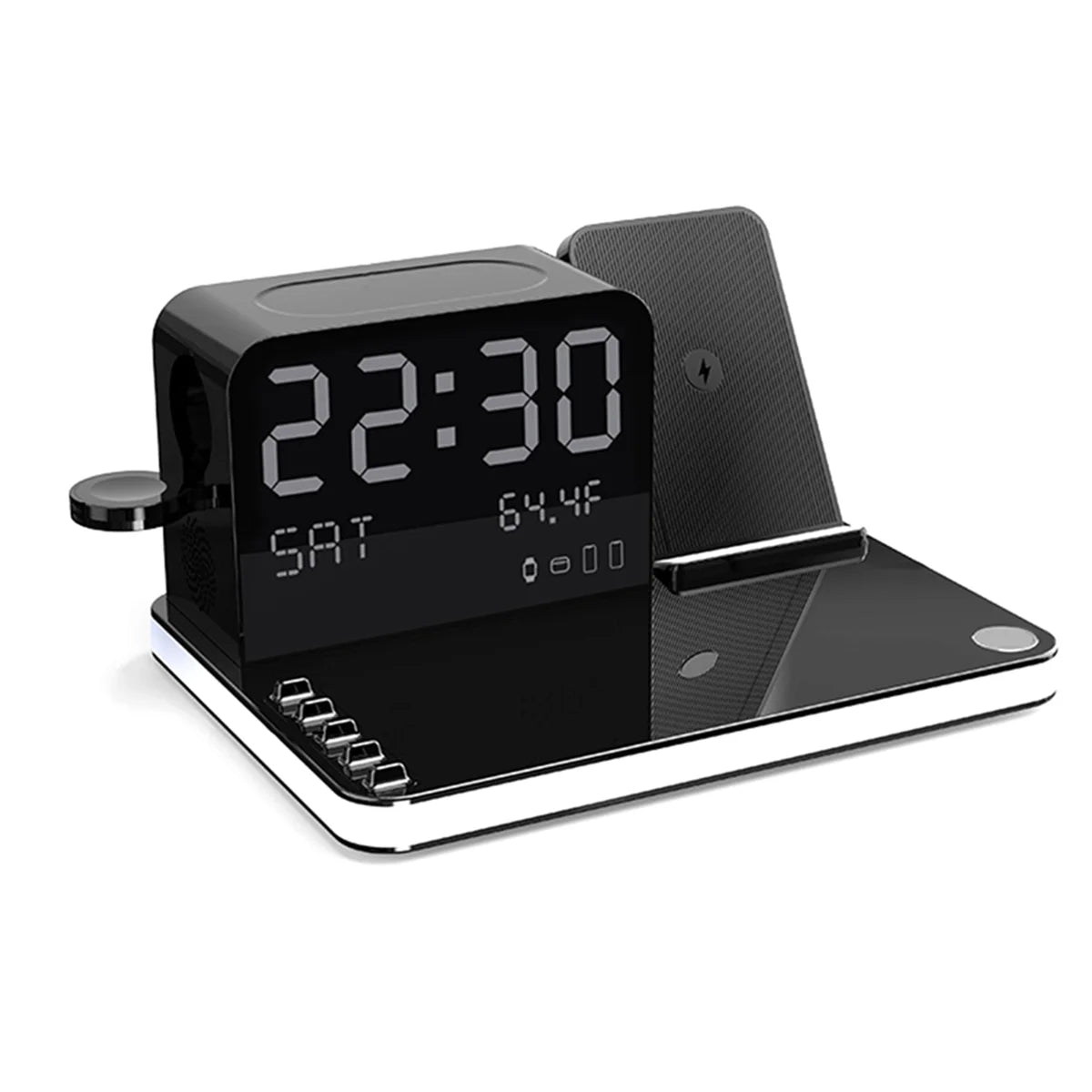 NEW Wireless Charging Station 7 in 1 Fast Charger Stand with Clock Night Lights for Watches Smartphones