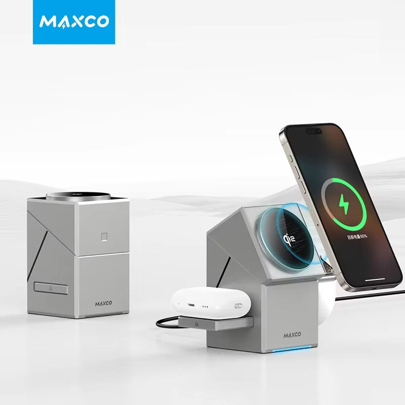 Auto-Rotating 3-in-1 Wireless Charger Dock | iPhone, AirPods, iWatch | Fast Charge