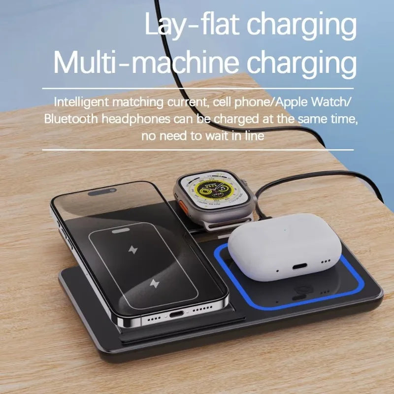 Foldable 3-in-1 Wireless Charging Station | iPhone, Watch, AirPods