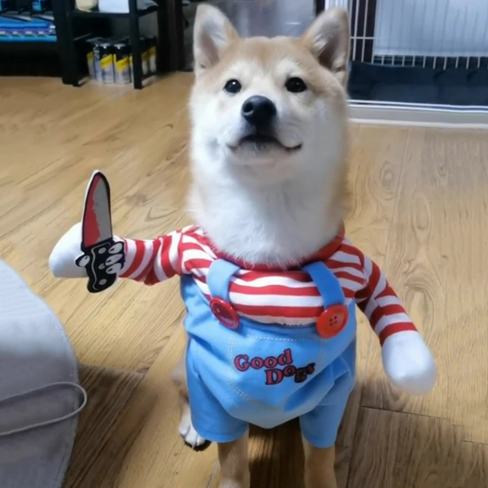 Funny 'Chucky' Halloween Costume for Small Dogs, Cats & Bulldogs | Cozy Puppy Clothes
