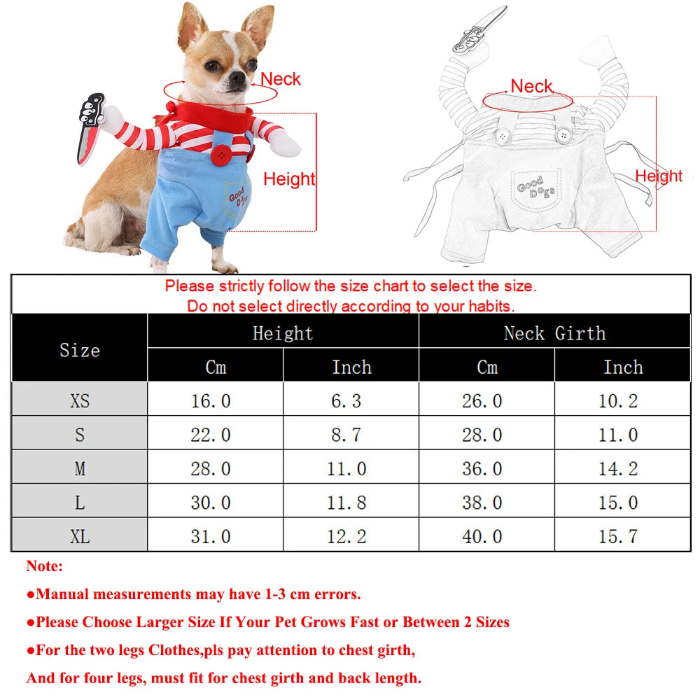 Funny 'Chucky' Halloween Costume for Small Dogs, Cats & Bulldogs | Cozy Puppy Clothes