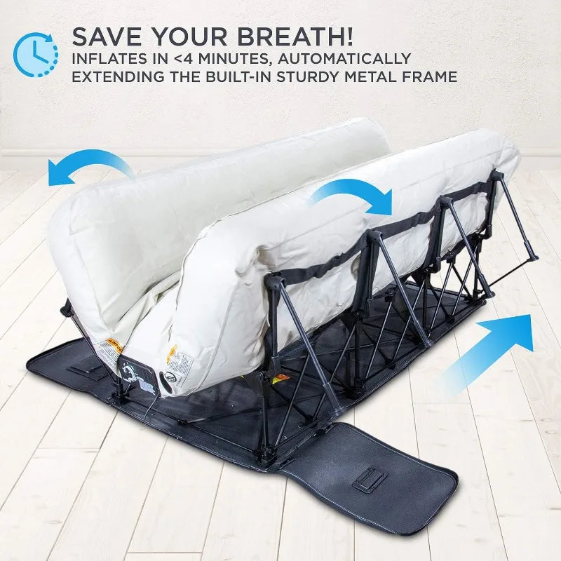 Ez-Bed Queen Air Mattress with Built-in Frame & Rolling Case - Self-Inflating, Auto Shut-Off