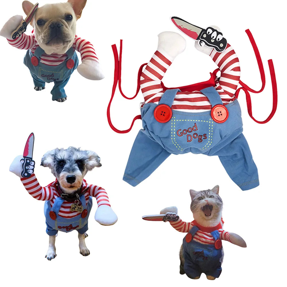 Funny 'Chucky' Halloween Costume for Small Dogs, Cats & Bulldogs | Cozy Puppy Clothes