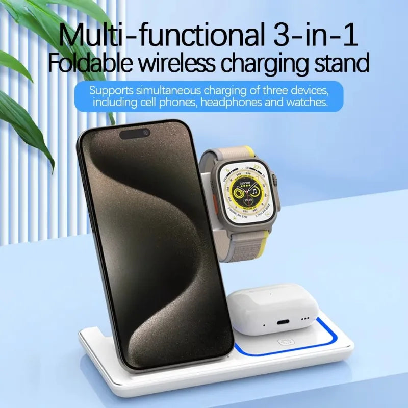 Foldable 3-in-1 Wireless Charging Station | iPhone, Watch, AirPods