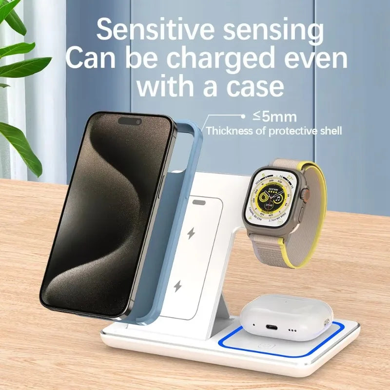 Foldable 3-in-1 Wireless Charging Station | iPhone, Watch, AirPods