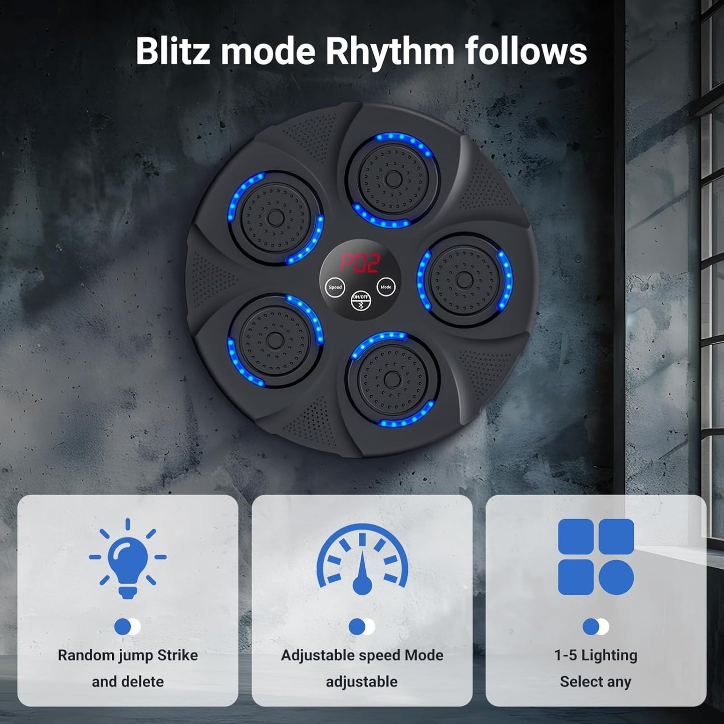 Smart Music Boxing Trainer for Home Gym | Interactive Wall-Mounted Punching Machine to Improve Coordination (Includes Gloves)