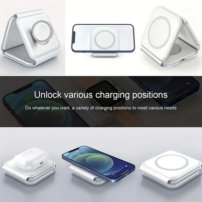 Foldable Fast Wireless Charging Station for iPhone, Apple Watch & AirPods