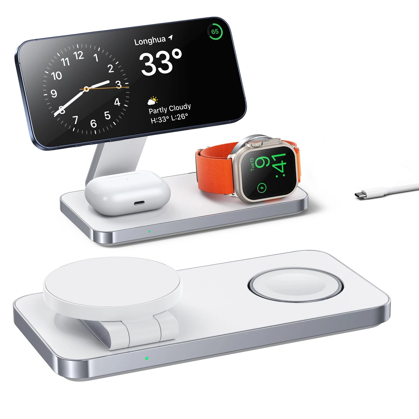 The Ultimate 3-in-1 Magnetic Charging Stand | Fast Wireless for iPhone, Apple Watch & AirPods