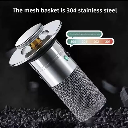 Universal Anti-Clog Pop-Up Drain Stopper – Stainless Steel Hair Catcher & Odor Filter for Bathroom & Kitchen Sink