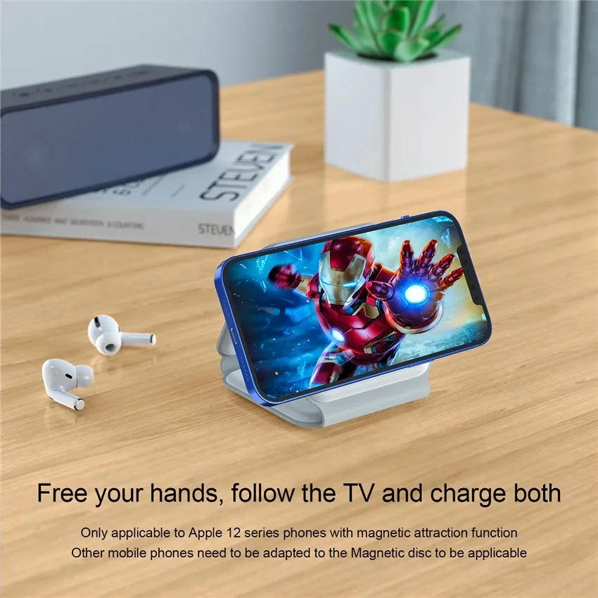 Foldable Fast Wireless Charging Station for iPhone, Apple Watch & AirPods
