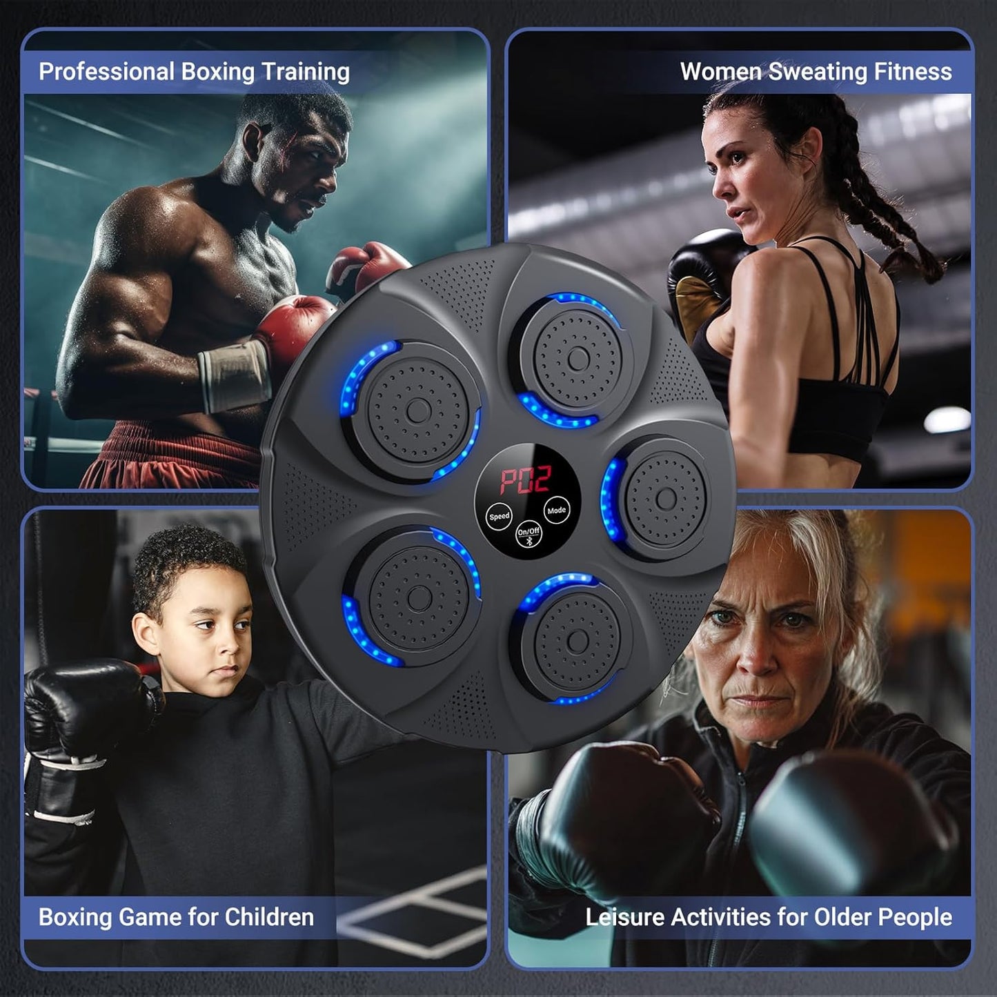 Smart Music Boxing Trainer for Home Gym | Interactive Wall-Mounted Punching Machine to Improve Coordination (Includes Gloves)