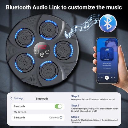 Smart Music Boxing Trainer for Home Gym | Interactive Wall-Mounted Punching Machine to Improve Coordination (Includes Gloves)