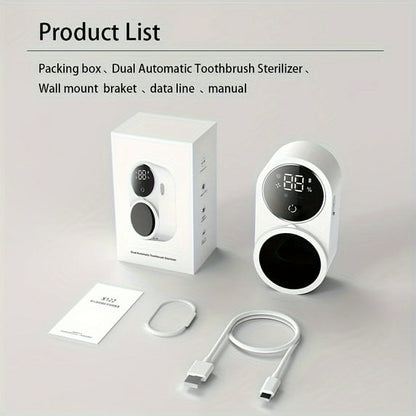 Toothbrush Cleaner & Toothbrush Holder, Cleaning and Air Drying, LED Smart Screen, Rechargeable Wall Mount Toothbrush Holder Fo