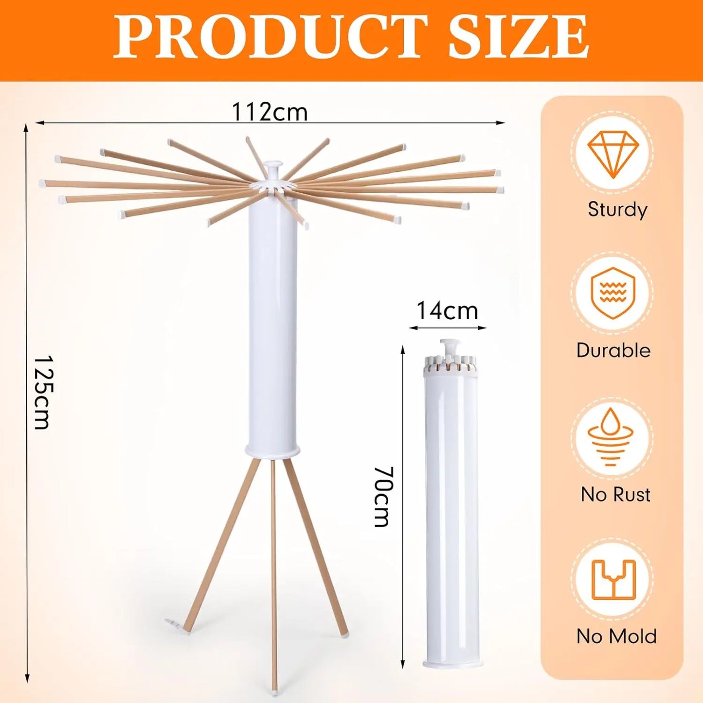 Portable Tripod Clothes Drying Rack - Foldable, Collapsible & Compact for Travel, Balcony & Small Spaces