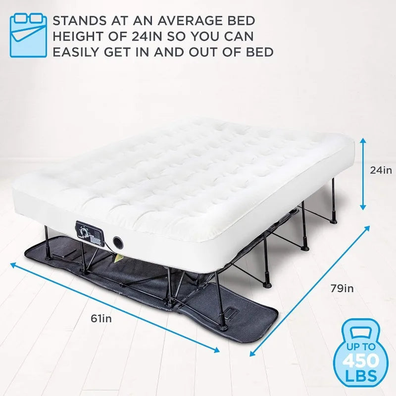 Ez-Bed Queen Air Mattress with Built-in Frame & Rolling Case - Self-Inflating, Auto Shut-Off