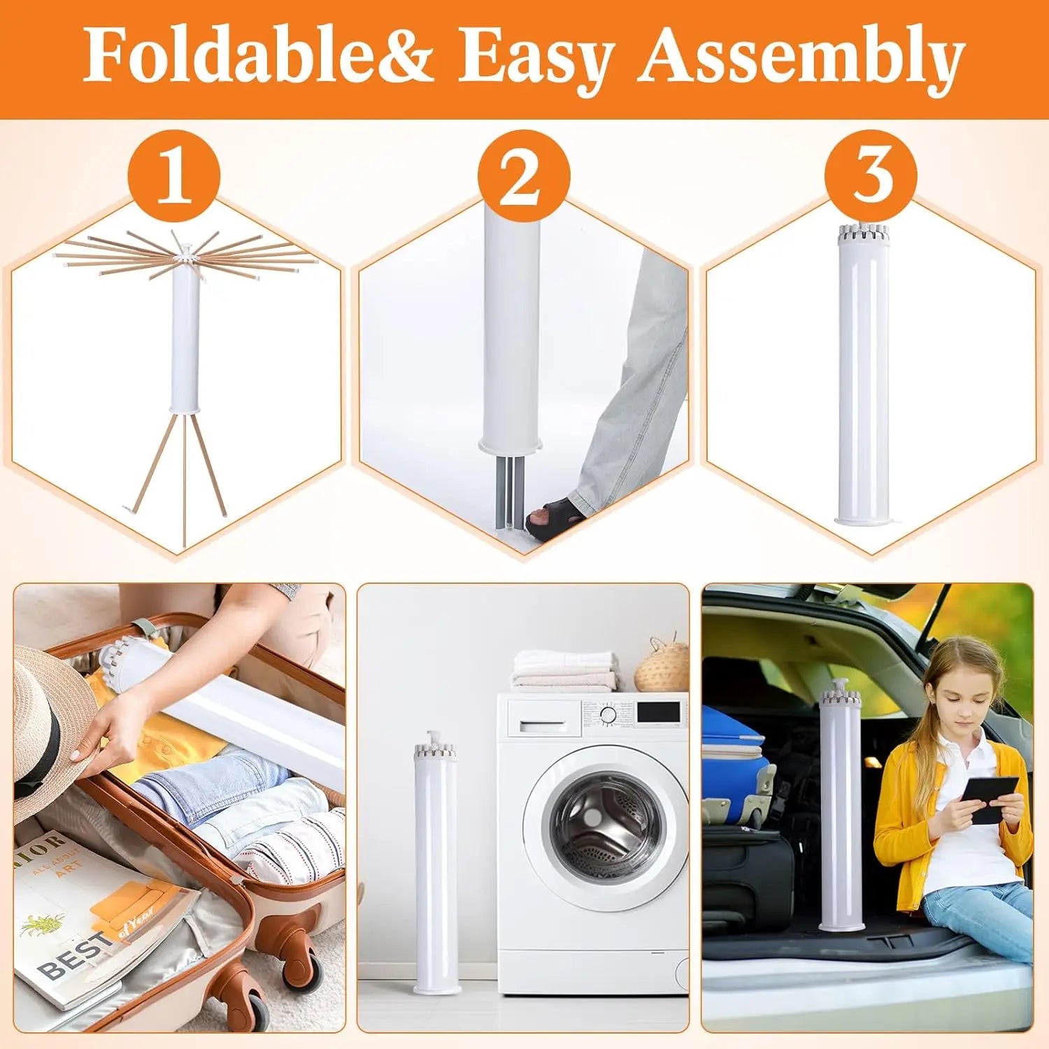 Portable Tripod Clothes Drying Rack - Foldable, Collapsible & Compact for Travel, Balcony & Small Spaces