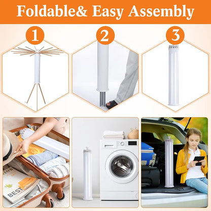 Portable Tripod Clothes Drying Rack - Foldable, Collapsible & Compact for Travel, Balcony & Small Spaces