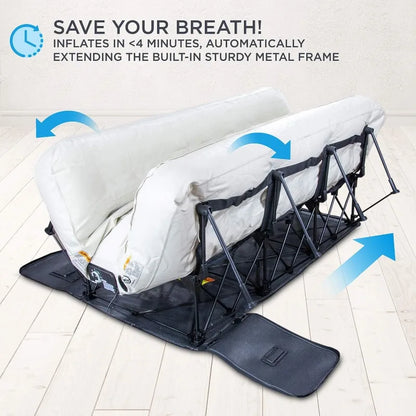 Ez-Bed Queen Air Mattress with Built-in Frame & Rolling Case - Self-Inflating, Auto Shut-Off