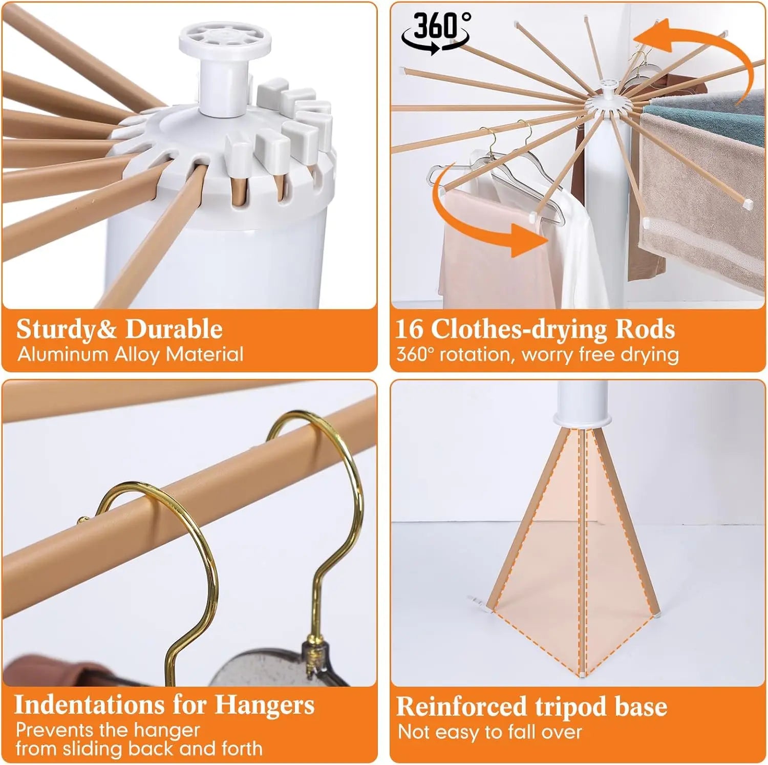 Portable Tripod Clothes Drying Rack - Foldable, Collapsible & Compact for Travel, Balcony & Small Spaces