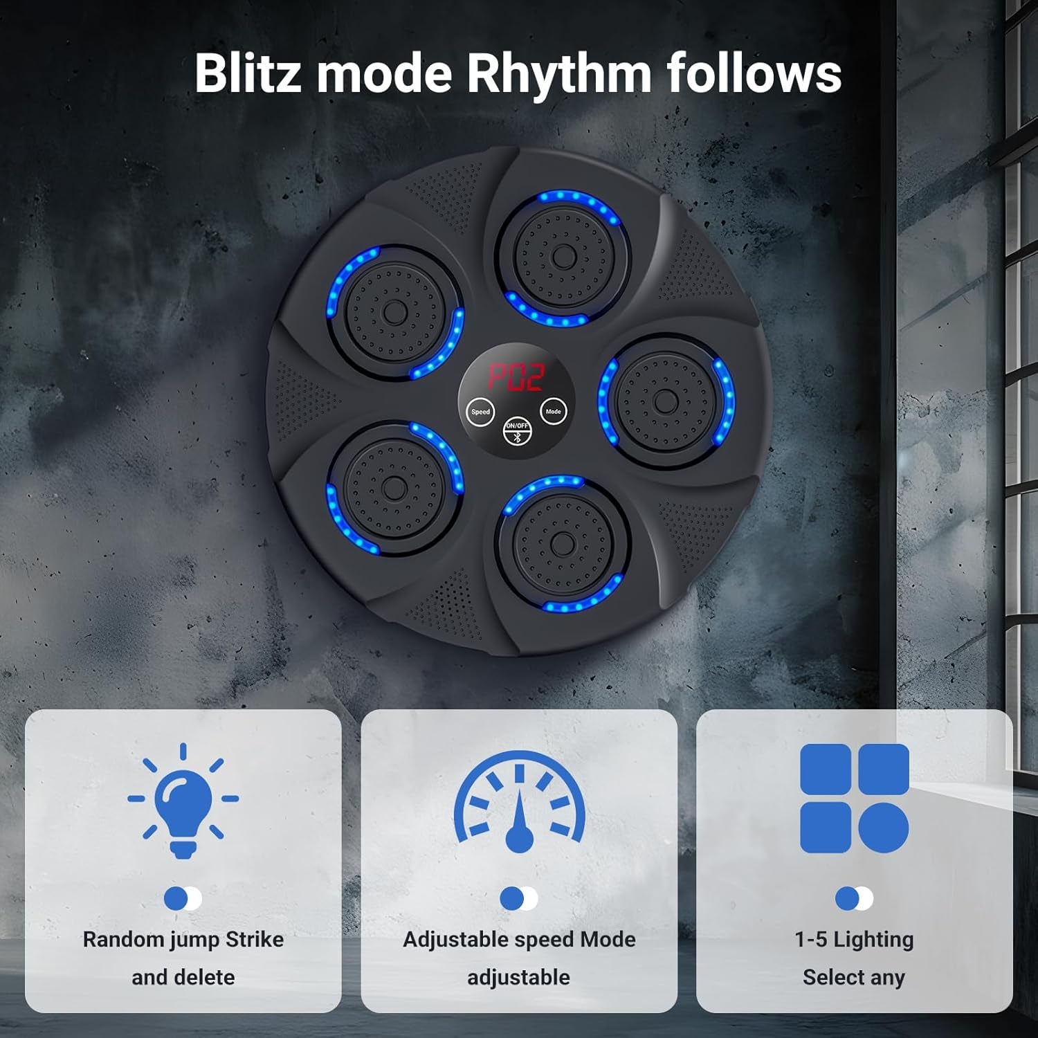 Smart Music Boxing Trainer for Home Gym | Interactive Wall-Mounted Punching Machine to Improve Coordination (Includes Gloves)