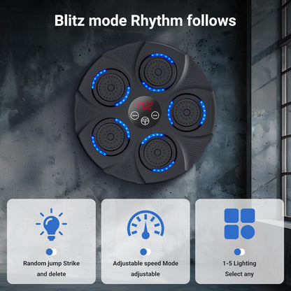 Smart Music Boxing Trainer for Home Gym | Interactive Wall-Mounted Punching Machine to Improve Coordination (Includes Gloves)