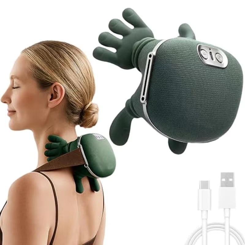 Wireless Neck & Shoulder Massager with Heat: 4D Deep Tissue Kneading for Pain Relief, Ergonomic Simulating Human Hand Design