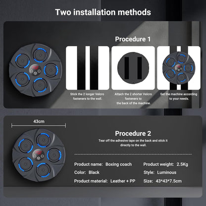 Smart Music Boxing Trainer for Home Gym | Interactive Wall-Mounted Punching Machine to Improve Coordination (Includes Gloves)