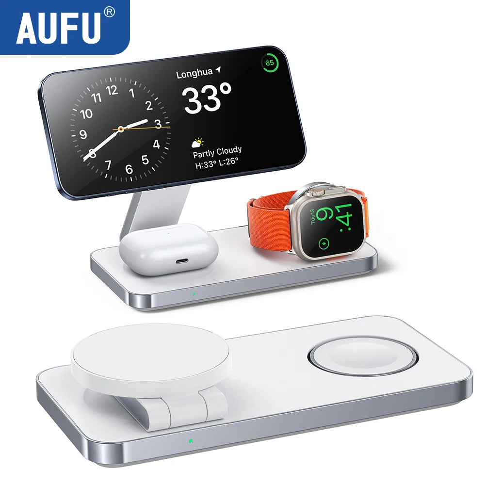 The Ultimate 3-in-1 Magnetic Charging Stand | Fast Wireless for iPhone, Apple Watch & AirPods